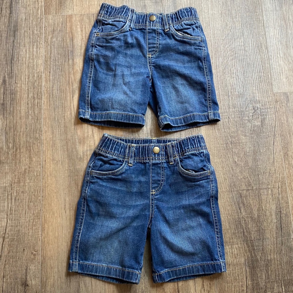Jumping Beans Kids Blue Denim Elastic Waist Pull On Shorts Size 5 Lot of 2